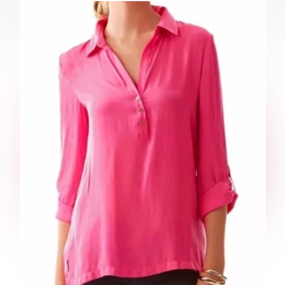 Lilly Pulitzer Everglades Henley Tunic in Pop Pink, size S